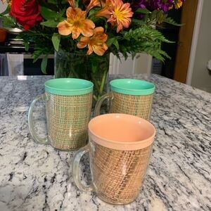 60’s Rafia Burlap Thermal Coffee mugs